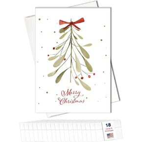 Merry Christmas Cards for Business & Family (Variety Pack 4 Seasonal Designs) Bulk Greeting Card Set Pack of 20 Holiday Cards with Envelopes (5x7 inch - A7) Office, Work, Employees & Clients VP2404