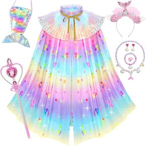 Princess Dress up Clothes for Girls 4-6, Mermaid Cape for Girls, Mermaid Costume Birthday Halloween Christmas Gift