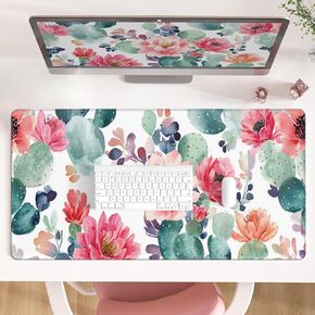 AQQA Abstract Desk Mat Desktop,Gaming Mouse Pad Long Mouse Pad Large Desk Mat 31.5X15.7 Inch Mousepad with Non-Slip Base Stitched Edge Keyboard Mat for Gaming Office, Abstract Modern Colorful