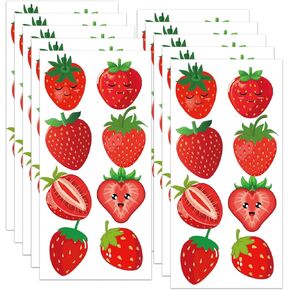 1 Inch Red Strawberry Shaped Stickers Strawberry Themed Birthday Party Favors - Pink Berry First Birthday Party Supplies Baby Shower for Envelope Seals 500 Pcs