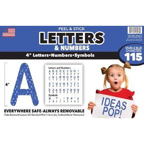Peel and Stick Letters and Numbers - Acid-Free, Non-Toxic, Use Indoors or Outdoors, Made in The USA, 115 4-Inch Stickers Included, Solid Black