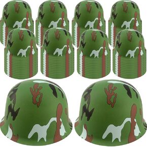 100 حزمة من قبعات الجيش البلاستيكية للأطفال، قبعات مموهة للأولاد والبنات، خوذات الجيش، قبعات صلبة للأطفال، لوازم الحفلات المموهة، ملابس الهالوين in Kuwait