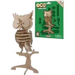 Eco 3D Wooden Puzzle Owl from Deluxebase. Animal Themed DIY 3D Puzzle Craft Kit. Sustainable Wood Forest Animal Toys. Perfect Model Building Kits for Educational Toys and Kids Party Favors