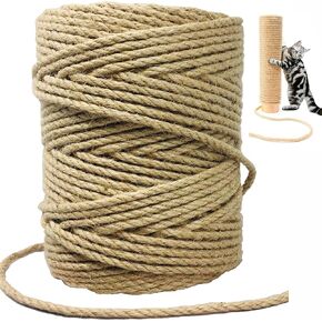 Sisal Rope for Cat Scratcher Replacement Rope for Cat Scratch Post,4mm 164FT Cat Tree Roper Twine for Cat Rope Scratching Post, Hemp Rope Jute String for Repairing, Recovering or DIY Cat Scratcher