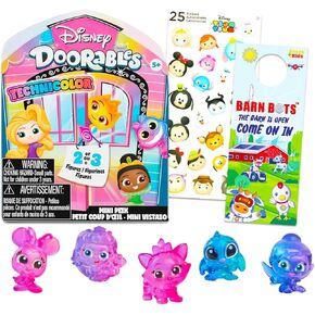 Disney Doorables Blind Bags - Bundle with 3 Disney Doorables Technicolor Mini Figures for Kids, Adults Plus Stickers | Disney Doorables Figurines Mini Peek Series 11