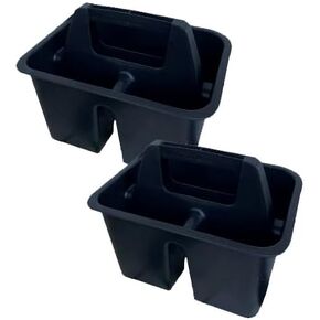 Stackable Small Arts & Crafts Caddies with Handles - 2pc Set - 3 Compartments, Black, Desk Organizer Caddy, Pen Holder, Handy Tool Carrier in Saudi Arabia