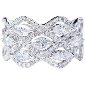 925 Sterling Silver Shiny full drill Hollowed out design Cubic Zirconia Rings Diamond Rings for Women Jewelry Findings Earring Backs Findings (US Code 10)