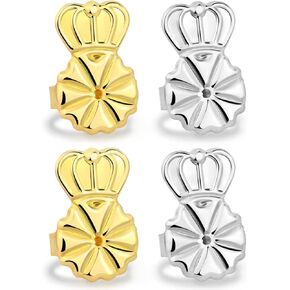 Earring Backs for Droopy Ears, KMEOSCH Earring Lifters Secure Push Backs 18K Yellow Gold Plated Adjustable Secure Earring Backs for Studs (2 Pairs) Comfortabal and Stylish