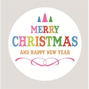 Merry Christmas Sticker,2inch 90pcs Colored Christmas and Happy New Year Sticker for Envelope Bag, Carton