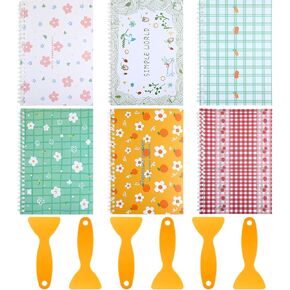 Tinlade 6 Pcs 5.8 x 8.3 Inch Sticker Collecting Album with 6 Pcs Plastic Spatula Reusable Blank Sticker Book Organizer Sticker Collecting Book Sticker Album Sticker Storage Book Gifts for Christmas