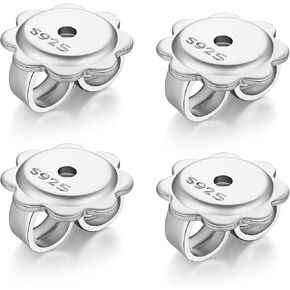 18k White Gold Plated Earring Backs for Studs 925 Sterling Silver Earring Backs Replacement Locking Earring Backs Lifters Butterfly Earring Backs Large Earrings Backs