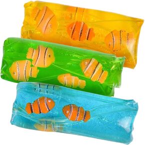 ArtCreativity Clownfish Water Wigglers, Set of 3, Fidget Toys for Kids with Clown Fish Figurines and Glitter Inside, Stress Relief Toys for Boys and Girls, Unique Party Favors for Children