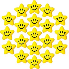 20 Pieces Star Smile Face Stress Balls Star Mini Foam Smile Ball Smile Face Toys Mini Stress Relief Star Smile Balls for School Carnival Reward, Student Prizes, Party Bag Fillers (Delicate Style)