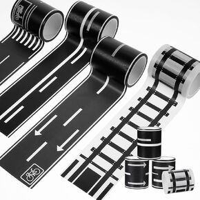 4 Rolls Roadway Tape DIY Traffic Road Decorative Trains Railways Self-Adhesive Tape for Lane Floor Wall