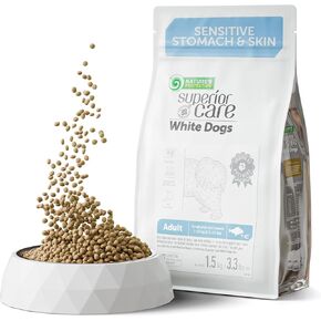 Nature's Protection Superior Care White Dogs Grain-Free Dry Dog Food for Adult Small and Mini Breeds Light Coated Dogs, White Fish 3.3lb