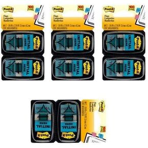 Post-it Message Flags, "Initial Here", Blue, 2 Dispensers/Pack, 4 Pack (680-IH2)