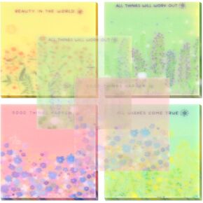 192 Sheets Transparent Sticky Notes, 3 x 3 Clear Self-Stick Note Glitter, Waterproof Translucent Memo Pads, See Through Self-Adhesive Note for Office School (Multicolored Plaid)