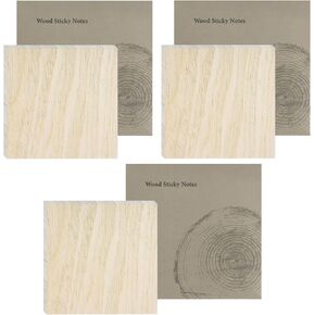 Wood Grain Sticky Notes 3x3 inches, 3 Pads, 300 Sheets, Self-Stick Note Pads, 100 Sheets/pad, Easy to Post for School, Home, Office, Notebook (Wood B)