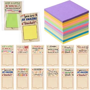 MixTeach 36 Pcs Teacher Appreciation Gifts Wooden Sticky Notes Pads Holder with Sticky Notes OPP Bags Inspirational Back to School Thank You Gifts Sticky Note Organizer for Teacher Coworker Employee