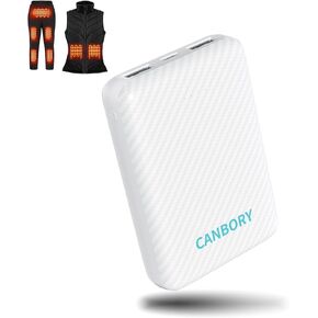 CANBORY Battery Pack for Heated Vest, Slimmest 12000mAh 5v/2.4A USB-C Out/in Power Bank for Heated Jacket, Compatible with Phone, Ipad