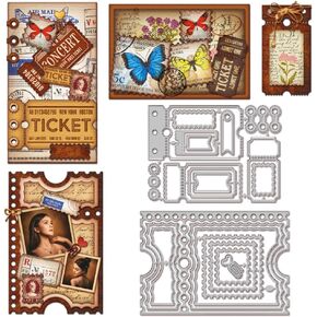 GLOBLELAND Ticket Interface Frame Cutting Dies for Card Making Postage Stamp Frame Metal Die Cuts Cutting Dies Templates for Scrapbooking Journal Embossing Paper Craft Decor