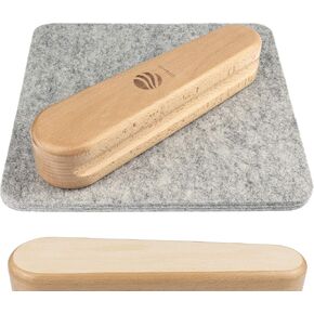 IDSWorld Tailor Wooden Clapper Steam Iron Sewing Quilting Block Embroidery Set Pressing Seam Flattering Tapestry Large 9.44" New Two Side Dirt Resist Steam Tool with Wool Heat Press Pad Ironing Mat