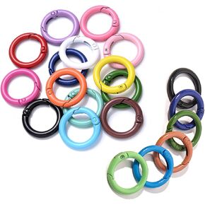 50Pcs Metal Spring O Rings Spring Keyring Buckle 25mm Round Keyring Round Snap Buckle for Key Chains, Bag, Purse, Handbag and Craft DIY Accessories, Random Color