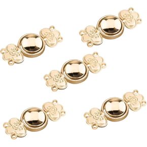 WANDIC Cardigan Clips, 5 Pairs Vintage Chinese Good Luck Pattern Cape Fasteners Sew On Hooks and Eyes Cardigan Clip Cloak Clasp Fasteners for Sweater Shawl, White Nickel