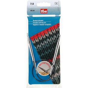 Prym 16" Circular Brass, 7mm Knitting Needles, Silver