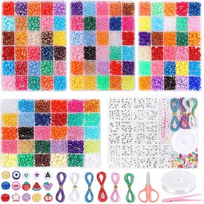 AMDBHC Pony Beads for Bracelets Making 5 Boxes 4500 Pcs Bracelet Making Kit with Letter Beads Flower Beads Charms Beads Friendship Bracelet Kit for Jewelry Making DIY Crafts Girls Adults（120 Colors）