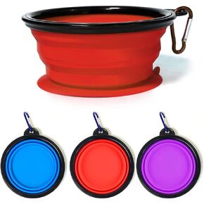 Non-Slip Collapsible Silicone pet Bowl Travel Suction Cup Bowl for Family pet Drinking and Feeding Dormitory Camping, Solve The Bowl Slide. (Red)