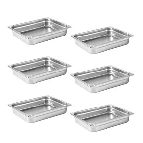 Steam Pan 1/3 Size x 4 Inch Deep 6 Pack Stainless Steel Anti-Jamming Food Cooking Pan (More Sizes & Lid Options)