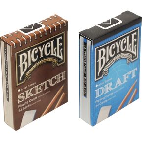 Sketch & Draft Bicycle Artist Series Playing Cards, Limited Edition Set in Sketch Pad and Blueprint Tuck Box Designs