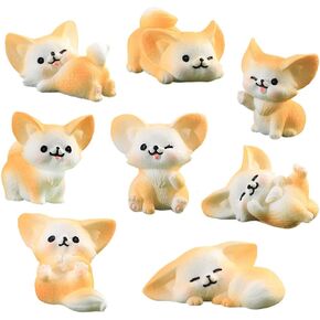 8 Pcs Mini Fox Animal Figures Toy Cake Toppers, Miniature Fox Figurines Fairy Garden Moss Landscape DIY Terrarium Crafts Ornament, Cake Decoration Christmas Birthday Gift