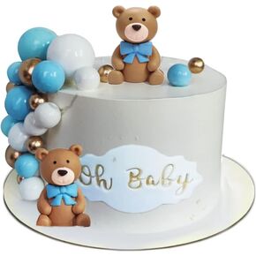 Baby Bear Cake Topper Boy 2 Blue Bear for Birthday Baby Shower Baby Boy Blue