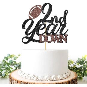1st Year Down Cake Topper, Football Cake Decor for Boys Girls 1st Birthday/Baby Shower Party Decoration, Sports Theme One Year Birthday Party Cake Decor, Football Birthday Party Supplies