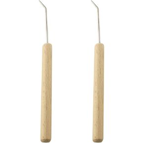 Tegg Crochet Hook 2PCS Wooden Handle Loom Knit Hooks Needle Hooks for Knitting Crafts