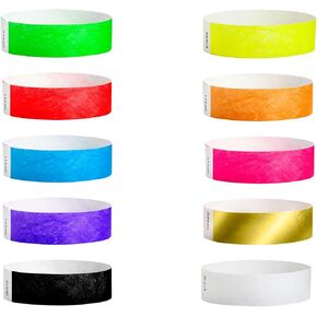 1,000 WristCo 10 Color Variety Pack Tyvek Wristbands for Events - Comfortable Tear Resistant Paper Bracelets ID Wrist Bands for Concerts Festivals Admission Party Identification