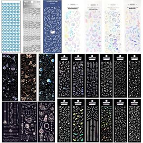 25 Sheets Laser Flashing Deco Stickers Set, Decor Kpop Stickers. for Photocards, Headphones, Water Bottle, Phones, laptops, Planner, Diary Decoration Anything You Like