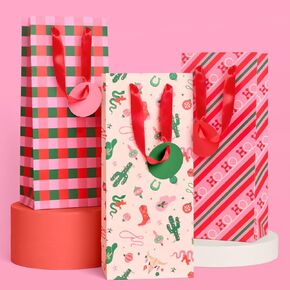 xo, Fetti Western Wine Gift Bag Set - 9 pcs | Cowboy Birthday Gift Wrap, Decorative Christmas Bag, Bachelorette Party Favor