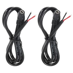 Jienk 2 قطعة 3FT 16AWG DC كابل أسلاك التوصيل المصنوعة، 5.5 مم × 2.5 مم مقبس برميل ذكر إلى سلك عاري كابل إصلاح مفتوح الطرف لكاميرا CCTV الأمنية، DVR، شريط LED بديل لإمداد الطاقة