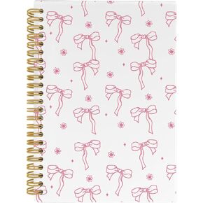 Bow Notebook, Coquette Notebook, Preppy Notebook Journal, Trendy Funky Pink Bow 5.5"x8.3" 164pages Lined Notebooks College Ruled, Girly Notebooks for Women Office School Supplies