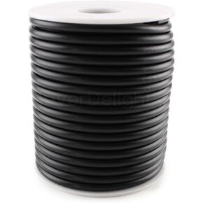 CleverDelights 4mm Black Hollow Rubber Tubing - 40 Feet - 1/8" OD x 1/16" ID - Tube Cord