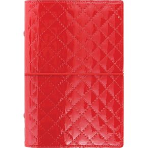 Filofax Domino Luxe Organizer, Personal Size, Red - High-Gloss, Quilted Effect, Parisian Inspired, Six Rings, Week-to-View Calendar Diary, Multilingual, 2025 (C027988-25)