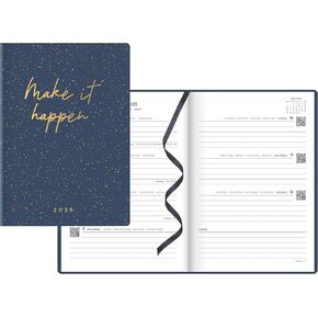 Letts of London® Inspire 2025 Weekly/Monthly Planner, 12 Months, January to December, A5 Size, 8.25" x 5.875", Multilingual, Navy (C082484-25)