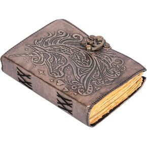 Unicorn Diary Book of Shadows Leather Bound Journal Travel Notebook Aesthestic Daily Diary for Men & Women With Antique Clasp Lock Unicorn Gift For Kids
