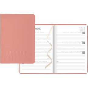 Letts of London Conscious 2025 Weekly/Monthly Planner, 12 Months, January to December, Sewn Binding, A5 Size, 8.25" x 5.875", Multilingual, Clay (C082397-25)