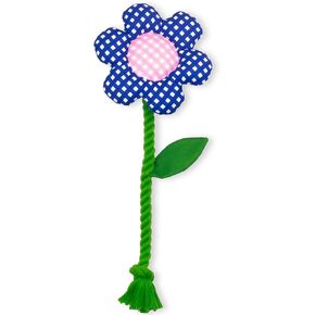kate spade new york Dog Toy Rope with Squeaker and Crinkle Material, Gingham Flower Tug Toy, Cute Dog Toy with Soft Durable Fabric, Pet Toy for Small Medium Large Breeds, Flower