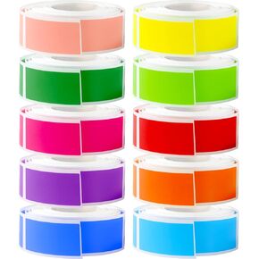 3000 PCS Ctosree 10 Rolls Rectangular Colored Stickers 1.57 x 0.75 Inch for Labeling Color Coding Labels Stickers 10 Assorted Colors Adhesive Label Solid Colors Tags for Inventory Organization File