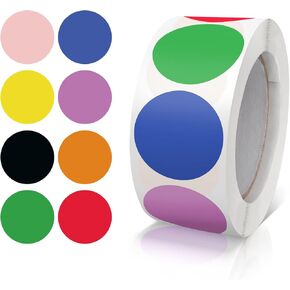 Round Stickers Colorful 1 Inch Circle Labels Color Coding Dot Vinyl Floor Sticker Waterproof Removable Roll of 500